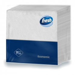 Бумажные салфетки FRESH ECONOMIC 30x30 см Белые, 1 слой, 50 шт.