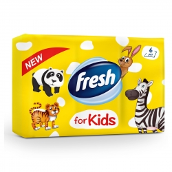 Платочки бумажные носовые Fresh Extra Kids, 3 слоя, 6 упаковок