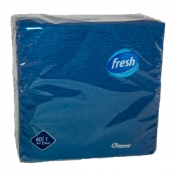 Бумажные салфетки FRESH CLASSIC 33x33 см Синие, 1 слой, 60 шт.