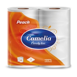 Туалетная бумага CAMELIA 4 шт 3 слоя 125 листов Персик