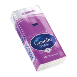 Платочки бумажные носовые CAMELIA Lavender, 3 слоя, 10 упаковок