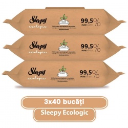 SET Servetele umede SLEEPY Ecologic, 3x40 bucati, biodegradabile